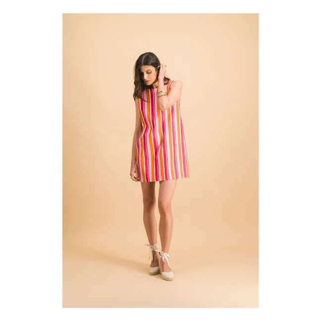 Robe Rayures Jane Coton | Rouge
