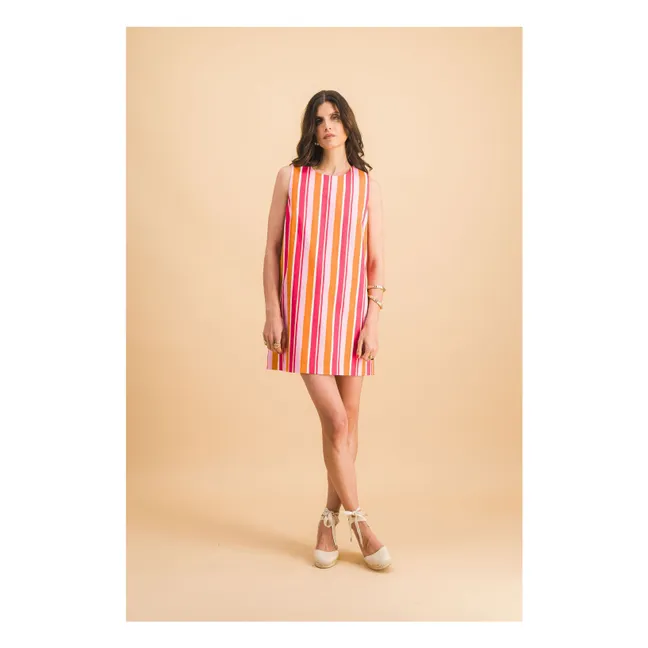 Robe Rayures Jane Coton | Rouge