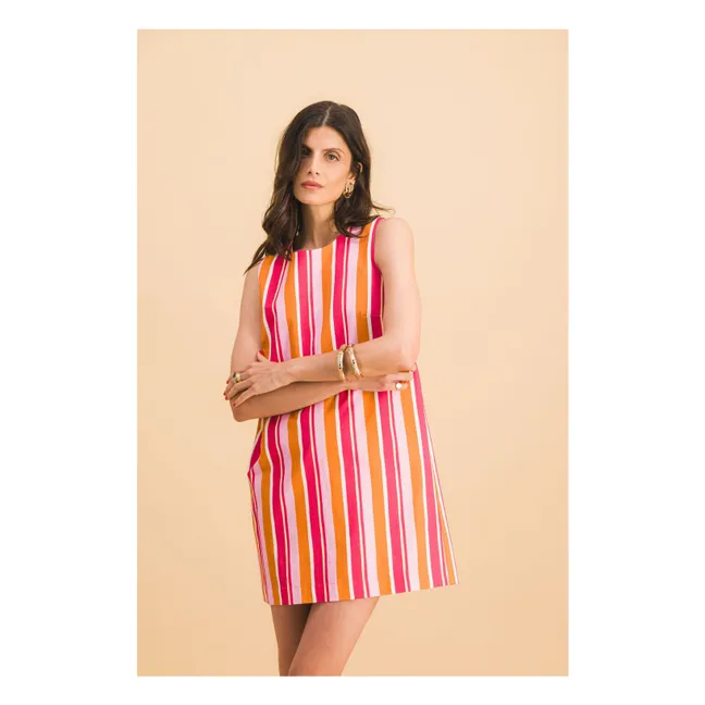 Robe Rayures Jane Coton | Rouge