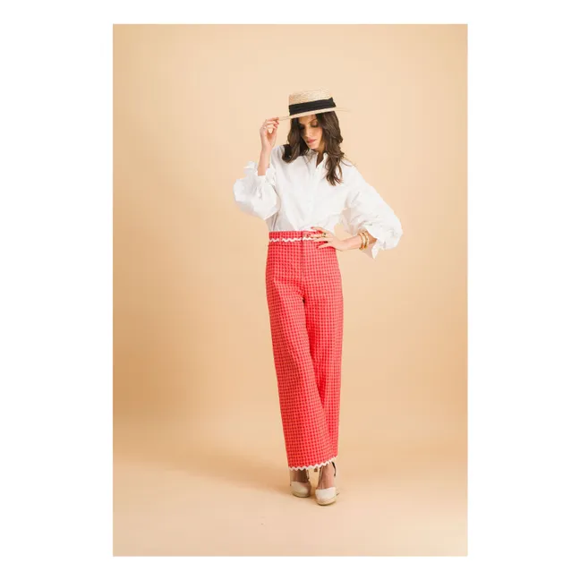 Pantalon Carreaux Georgia Coton | Rouge