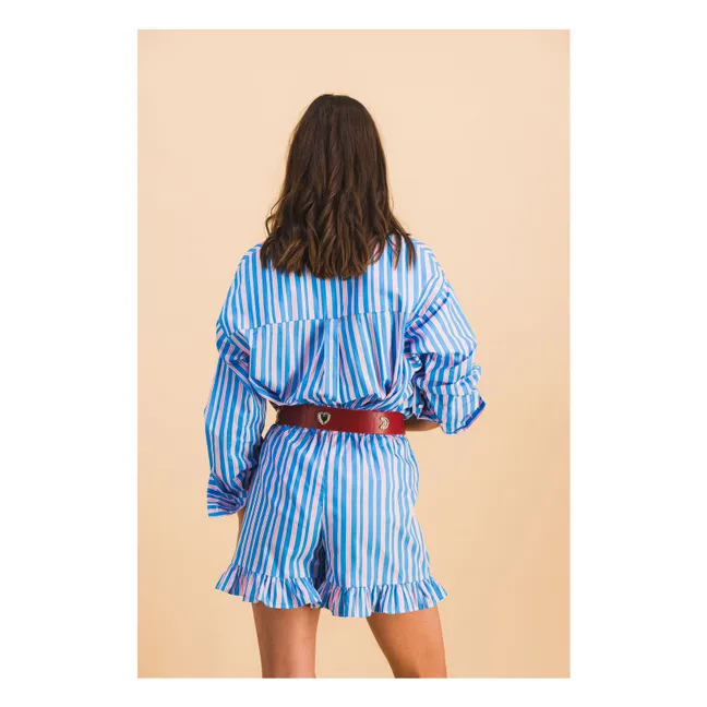 Short Rayures Dario Coton | Bleu