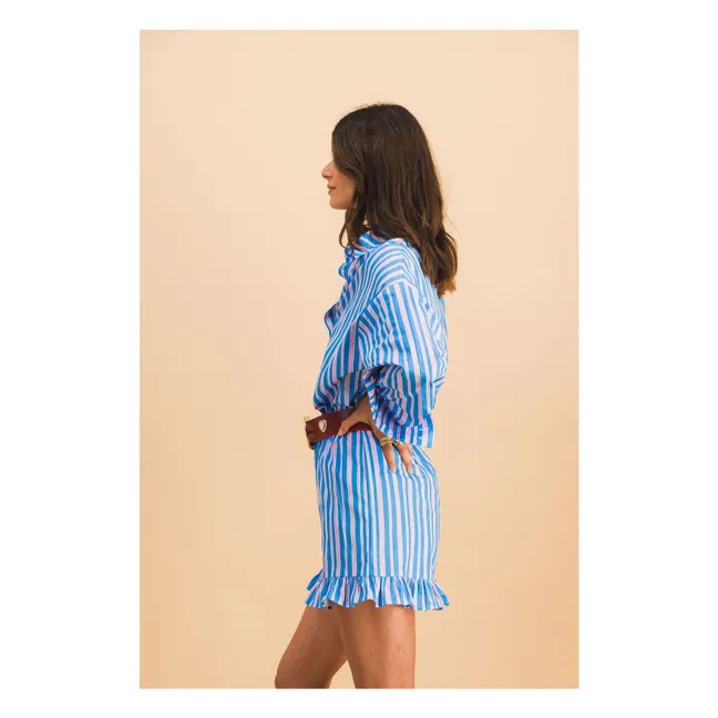 Short Rayures Dario Coton | Bleu