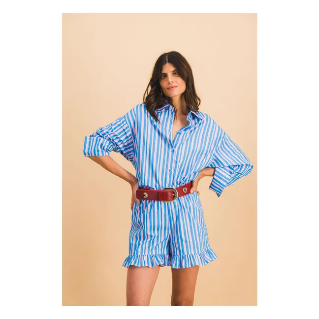 Short Rayures Dario Coton | Bleu