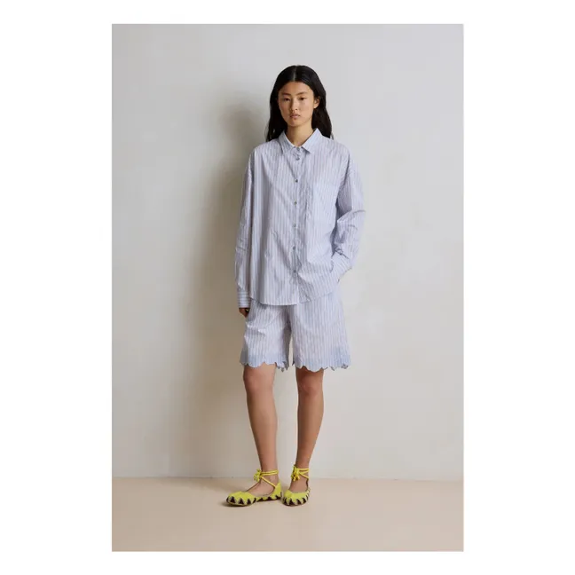 Kelya Cotton Stripes Shirt | Blue