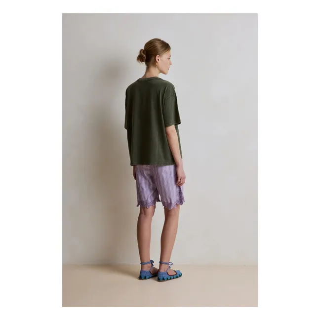 Pantalón corto a rayas de algodón Domitille | Lila