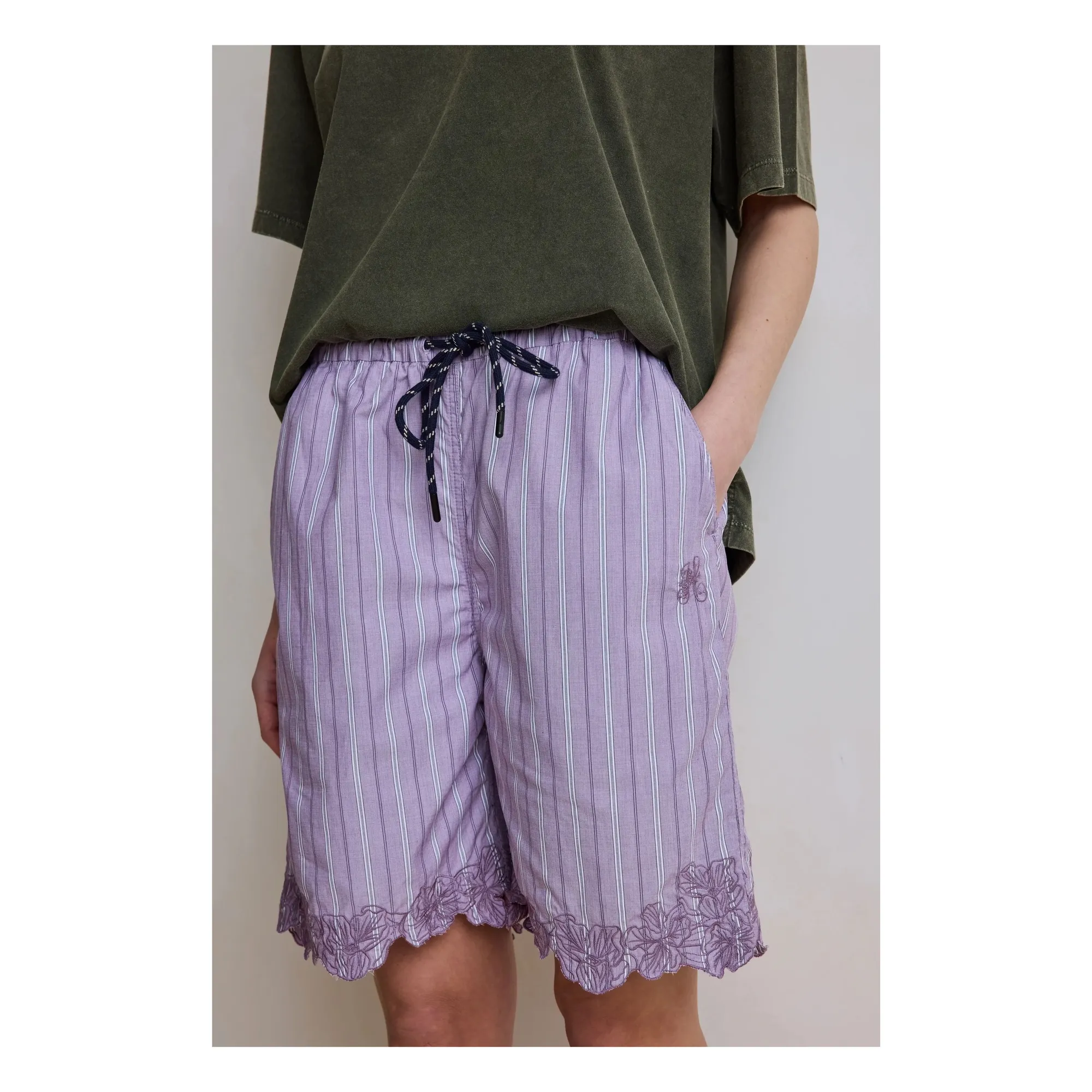Hod Lilac Domitille Cotton Striped Shorts