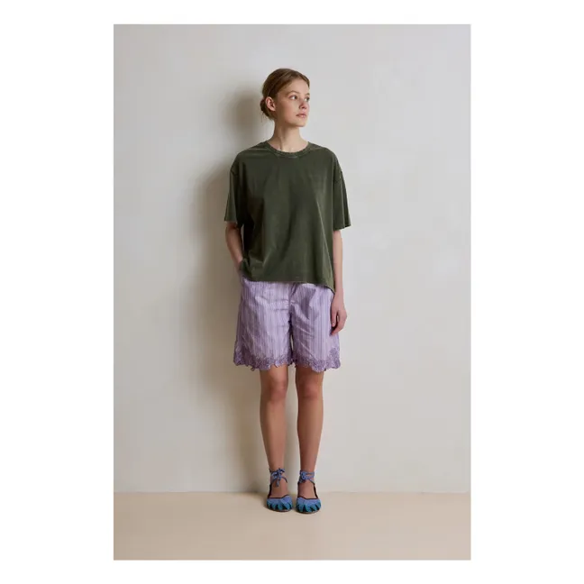 Pantalón corto a rayas de algodón Domitille | Lila