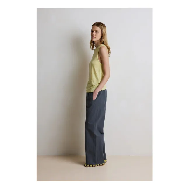 Marine Leinen Tank Top | Zitronengelb