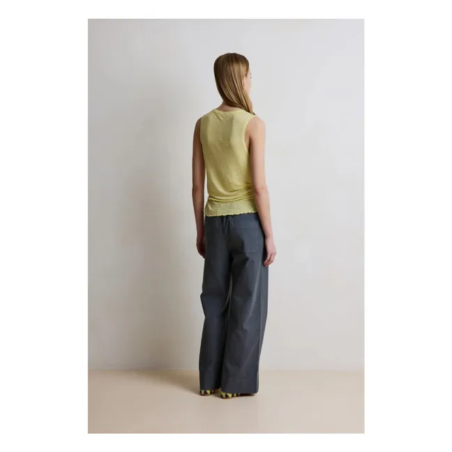 Marine Leinen Tank Top | Zitronengelb