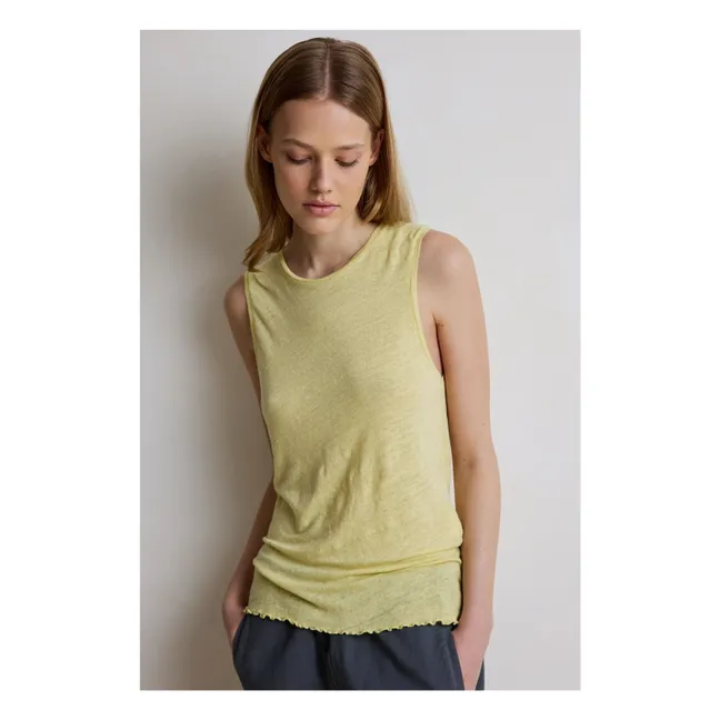 Navy linen tank top | Lemon yellow