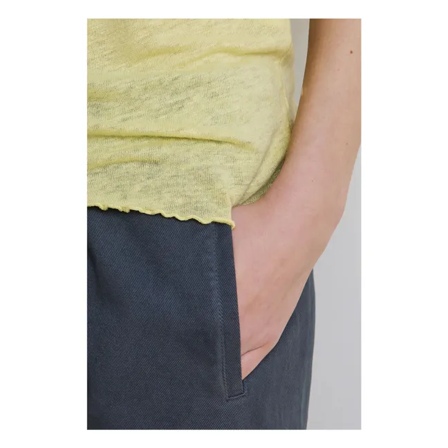 Marine Leinen Tank Top | Zitronengelb