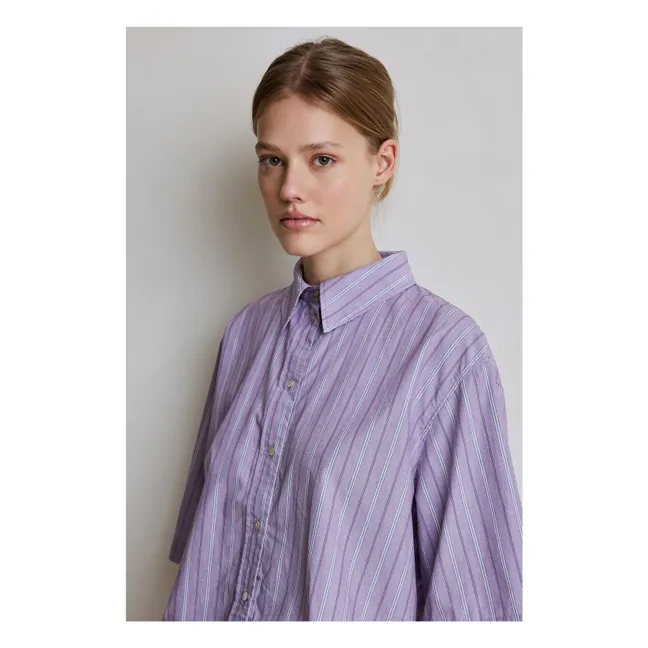 Selena Cotton Stripe Shirt | Lilac