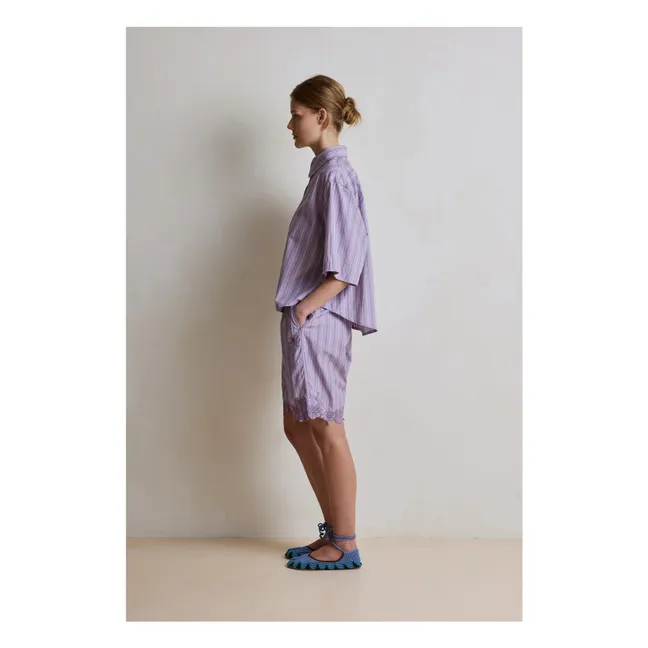 Selena Cotton Stripe Shirt | Lilac