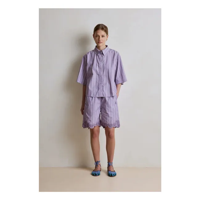 Camisa a rayas de algodón Selena | Lila