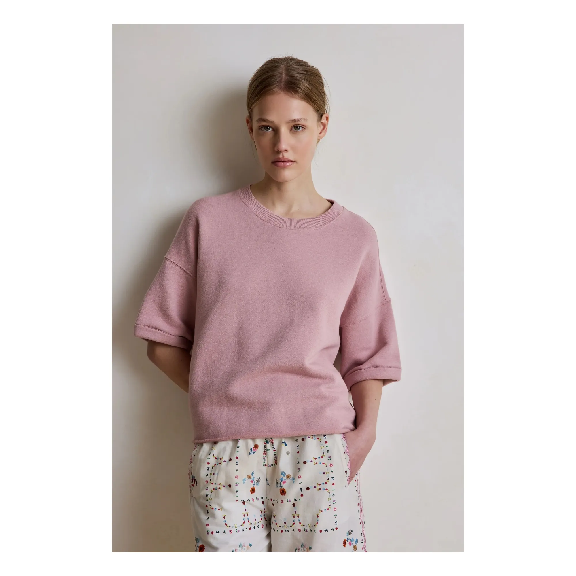 Hod - Sweatshirt Femme Manches 3/4 Col Rond Mauve S