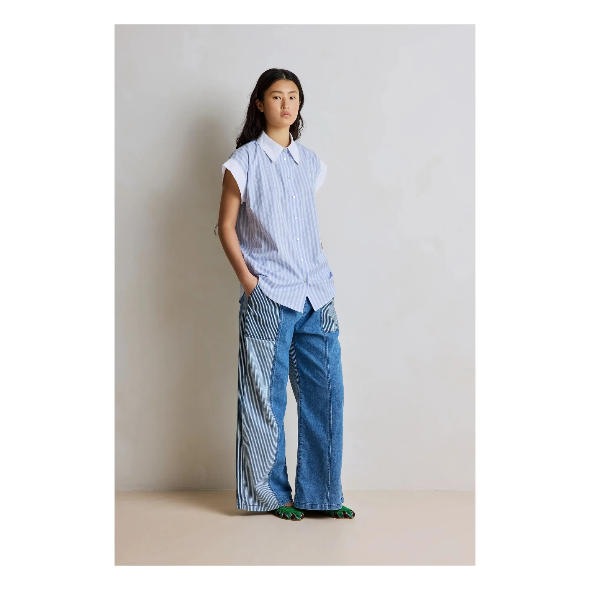 Hod Blue Florence Cotton Stripes Blouse