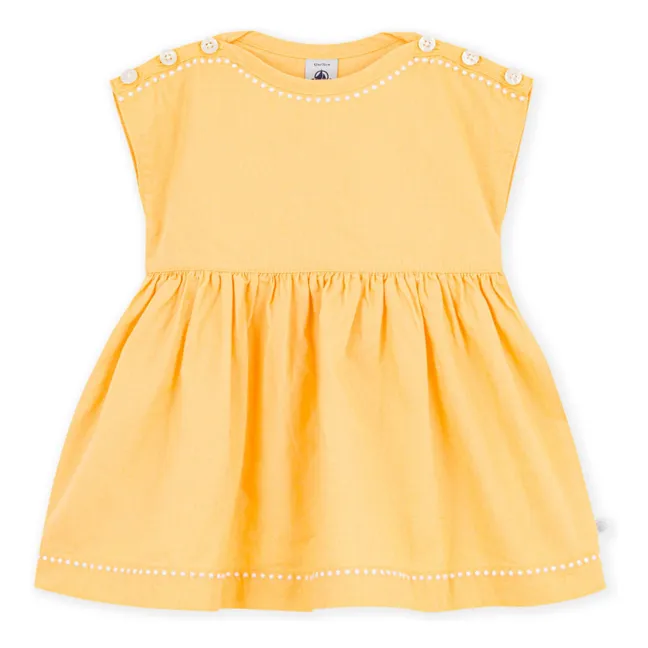 Vestido de lino liso | Amarillo