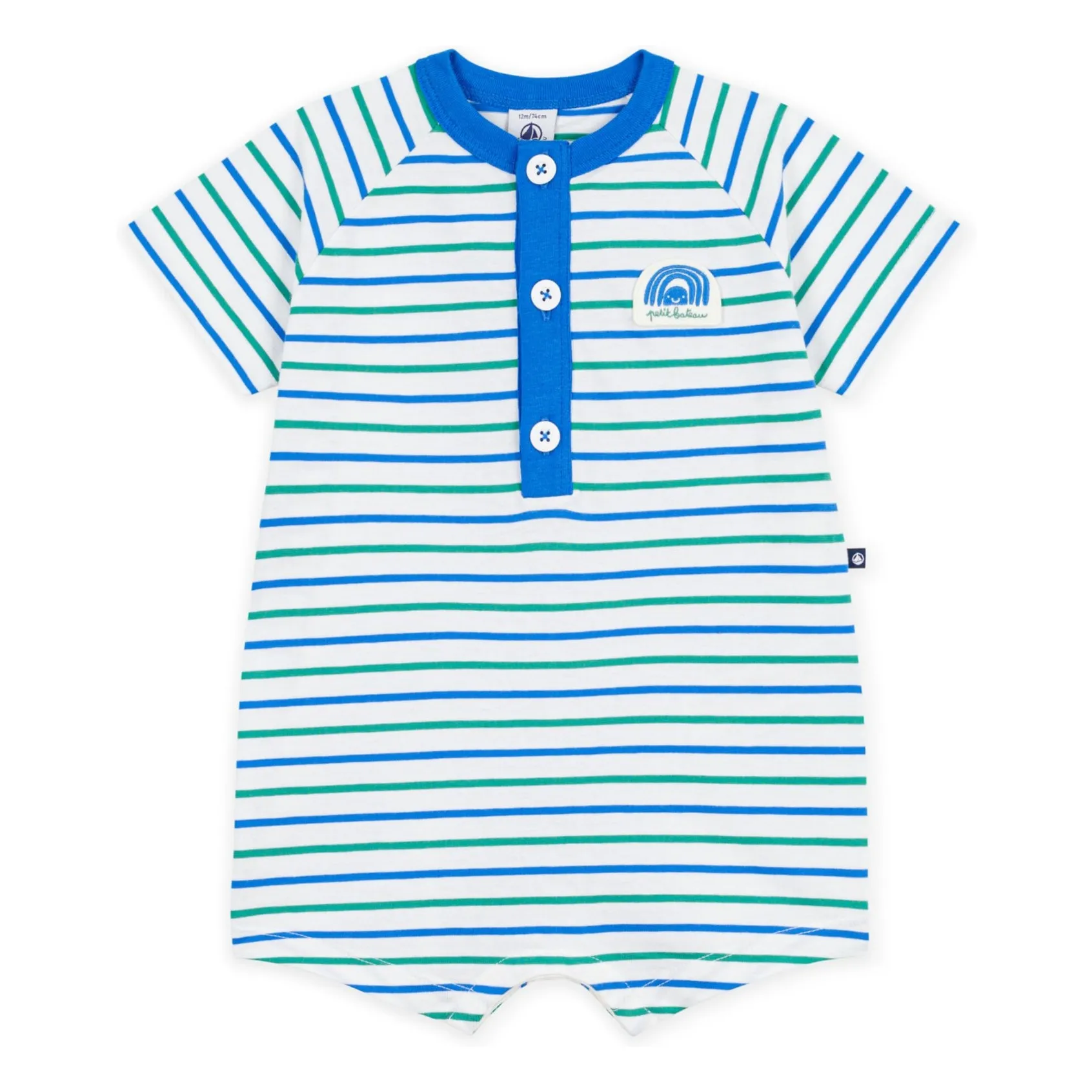 Petit Bateau Boys Blue Striped Playsuit