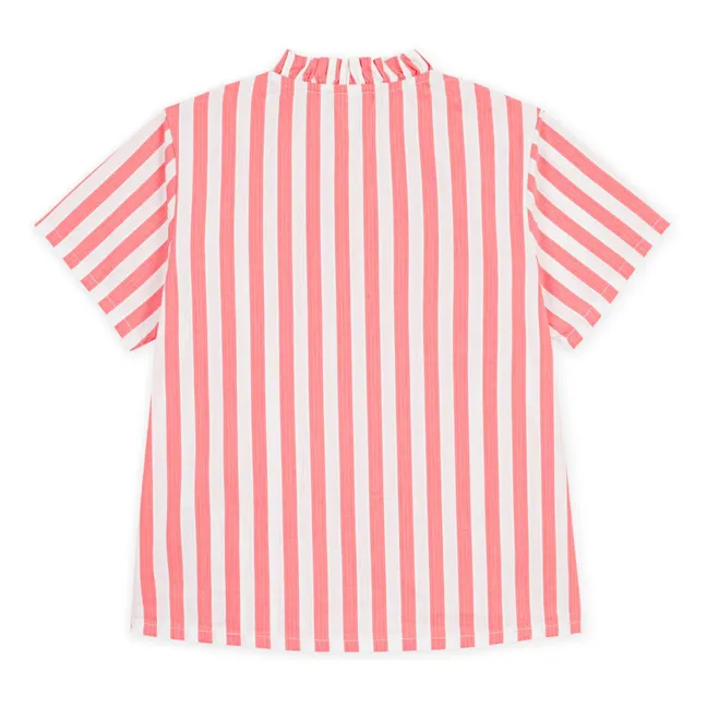 Blouse Rayée Coton Bio | Corail