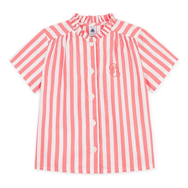 Blouse Rayée Coton Bio | Corail