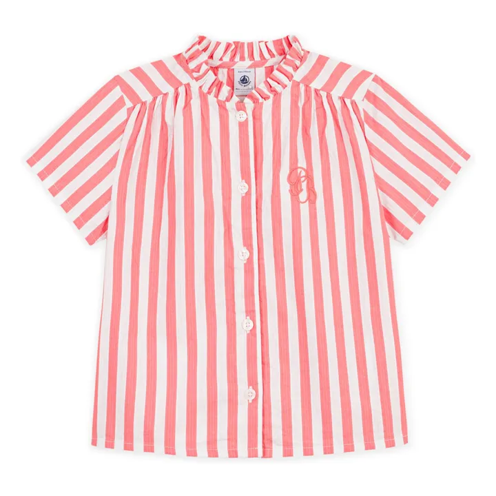 Blusa de rayas de algodón ecológico | Coral- Imagen del producto n°0