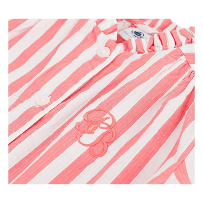 Blouse Rayée Coton Bio | Corail