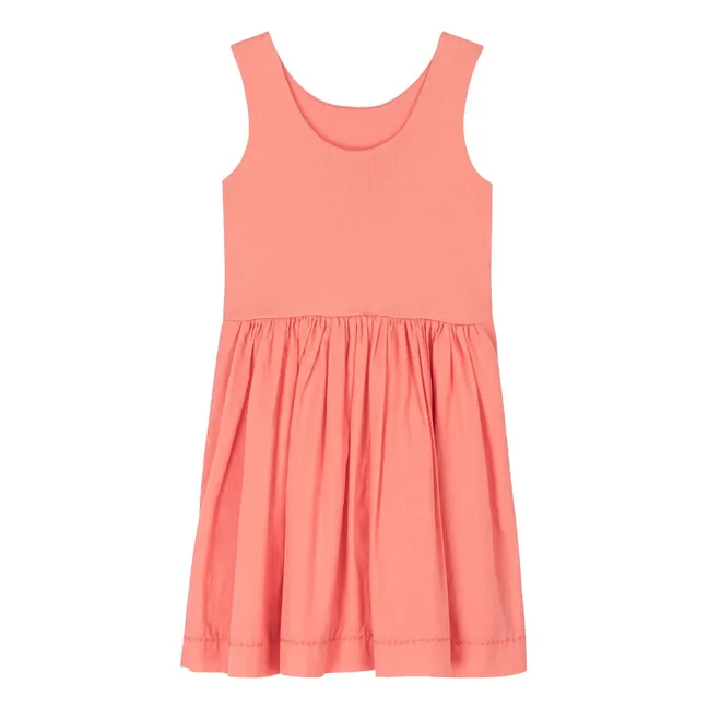 Vestido de algodón orgánico acanalado | Coral