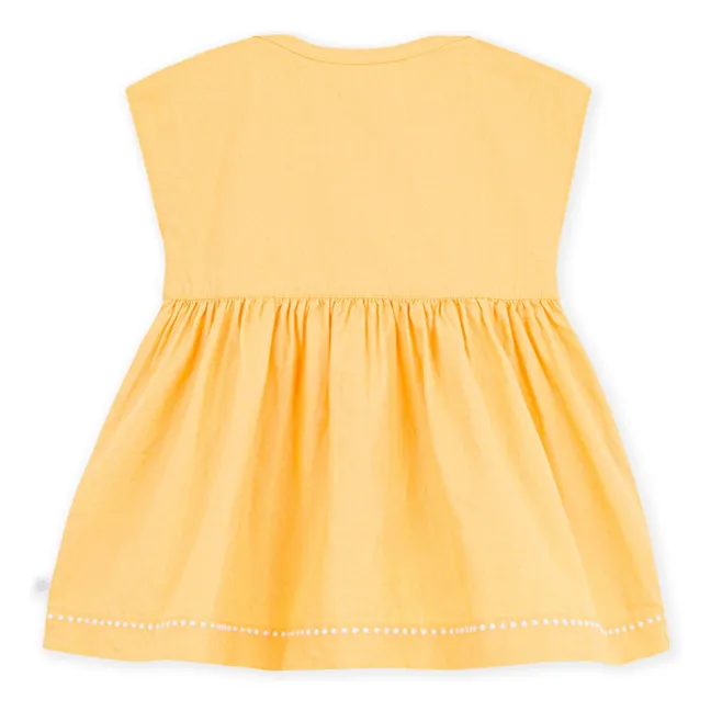 Vestido de lino liso | Amarillo