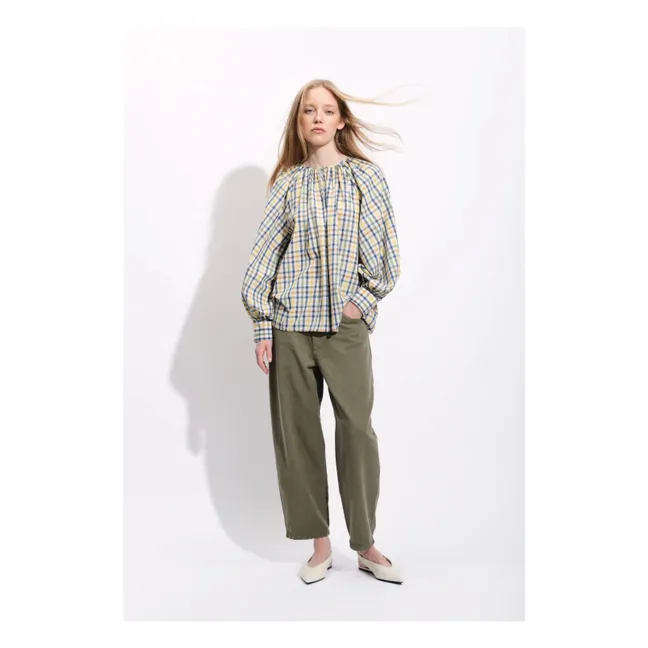 Blouse Carreaux Ernesto Coton | Bleu