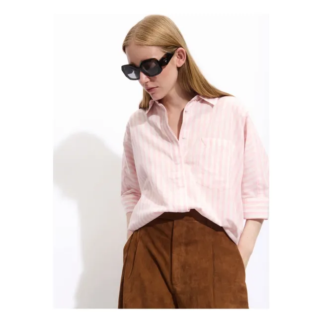Blouse Rayures Carmela Coton | Rose
