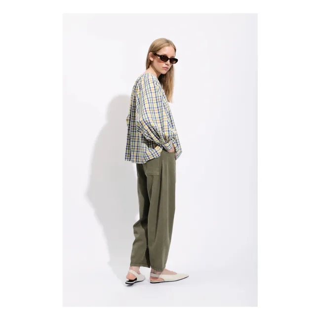 Blouse Carreaux Ernesto Coton | Bleu