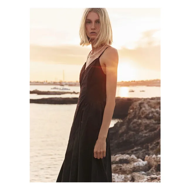 Vestido Bardot de algodón | Negro