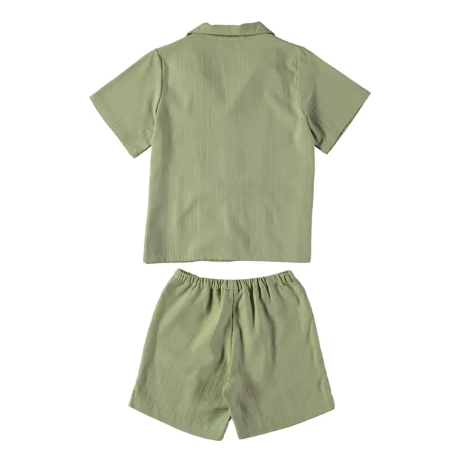 Pijama Risueño de Algodón Ecológico | Verde