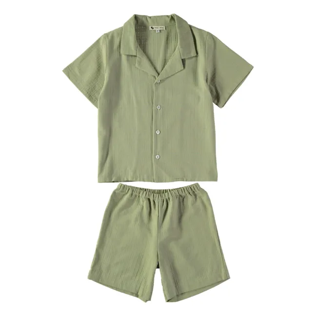Pijama Risueño de Algodón Ecológico | Verde