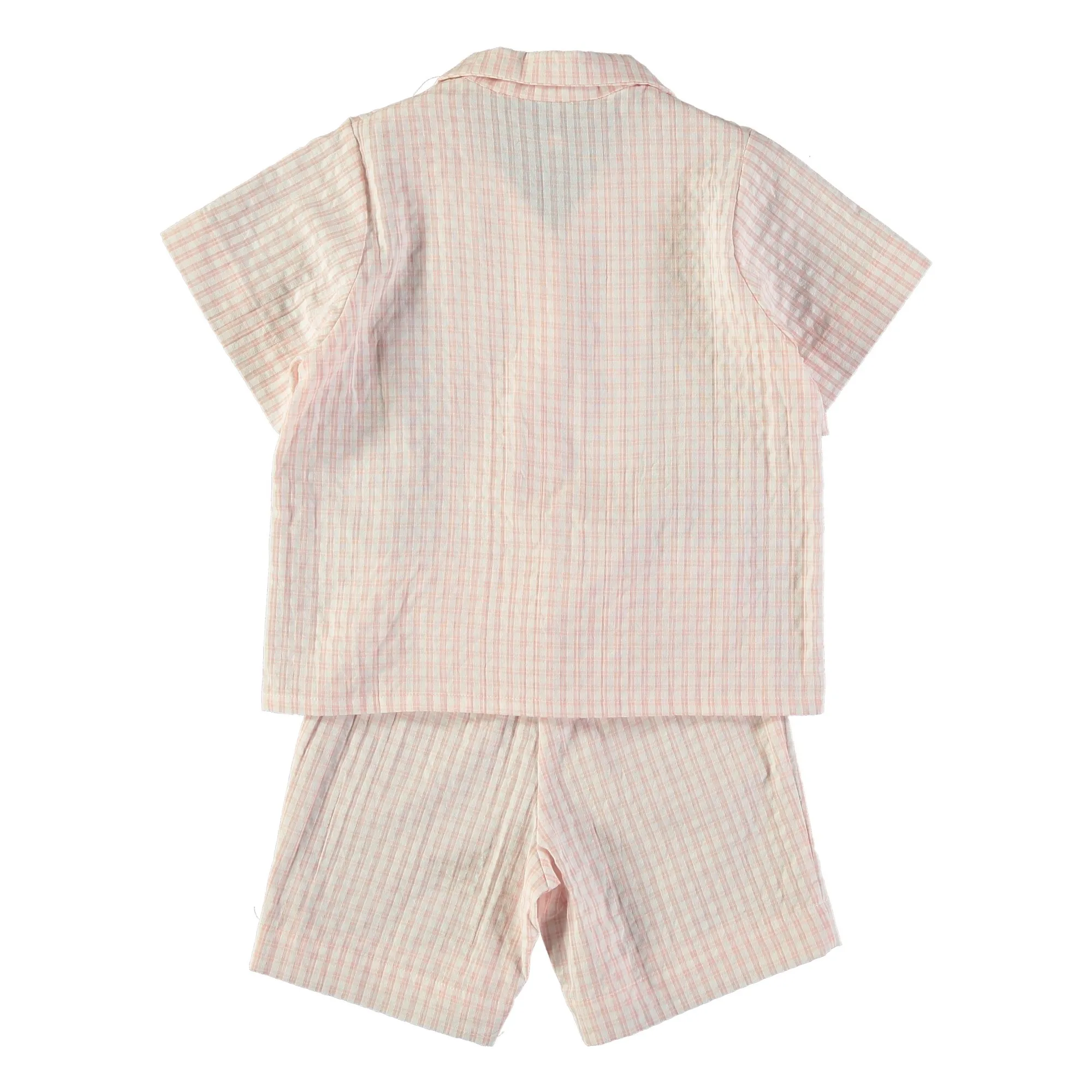 Pyjama Rieur Carreaux Coton Bio | Ecru- Image produit n°1