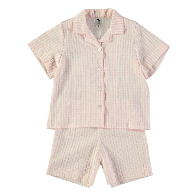 Pijama de cuadros de algodón ecológico | Crudo
