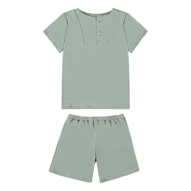 Pantalones cortos de pijama de algodón ecológico Sonio | Turquoise