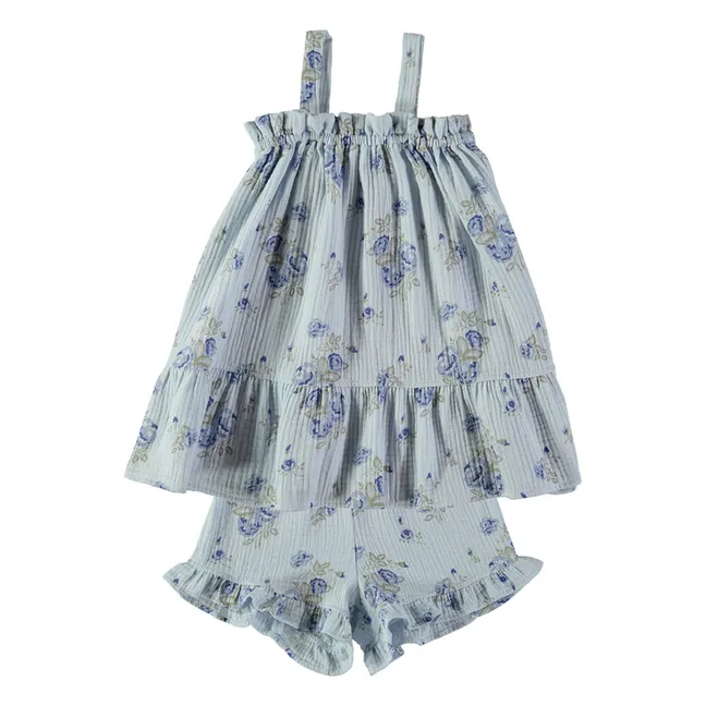 Pyjama Short Maya Fleuri Organic Cotton Gauze | Ecru