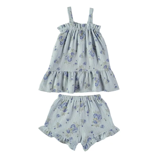 Pyjama Short Maya Fleuri Organic Cotton Gauze | Ecru