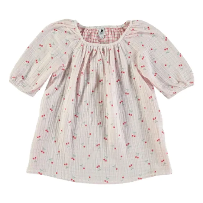 Chemise de Nuit Ostuni Cerises Coton Bio | Ecru
