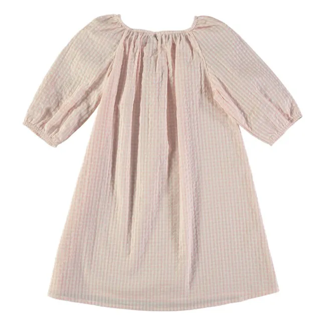 Chemise de Nuit Ostuni Vichy Coton Bio | Rose pâle