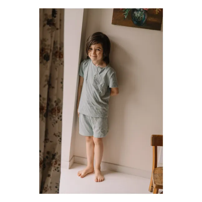 Pantalones cortos de pijama de algodón ecológico Sonio | Turquoise