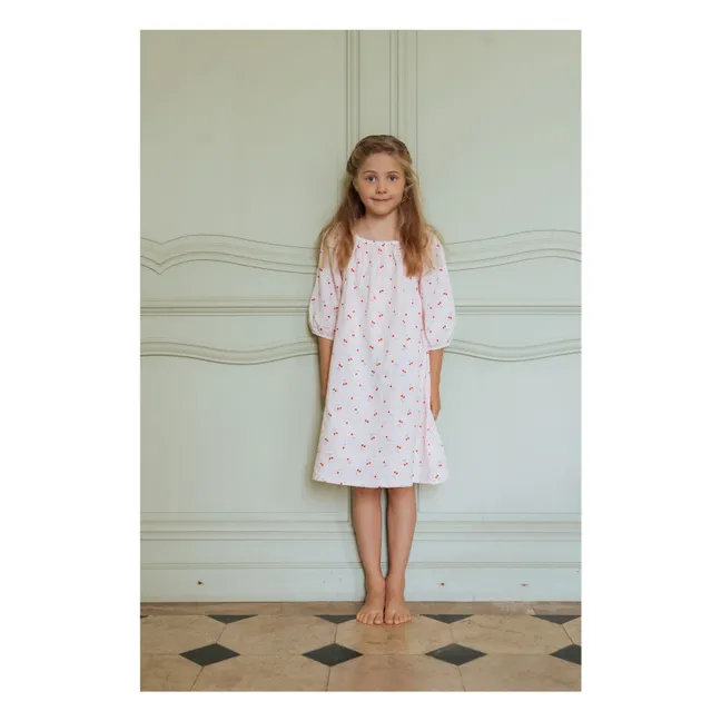 Chemise de Nuit Ostuni Cerises Coton Bio | Ecru