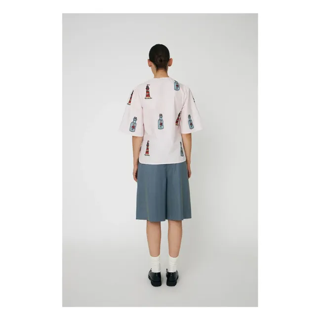 Blusa bordada con lazo Algodón orgánico | Rosa Pálido