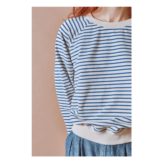 Sweat Rayures Coton Bio | Bleu marine