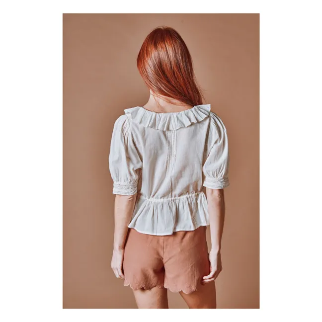 Cotton Ruffled Blouse | Cream