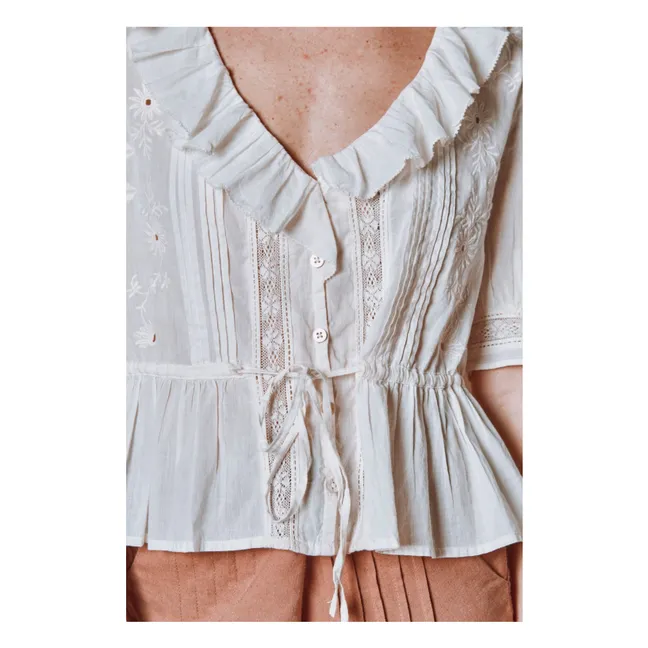 Cotton Ruffled Blouse | Cream
