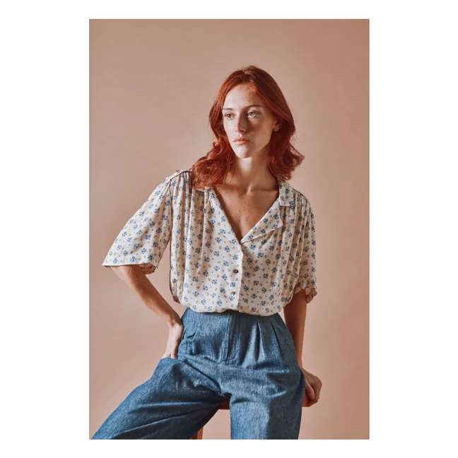 Linen and cotton pants | Navy blue