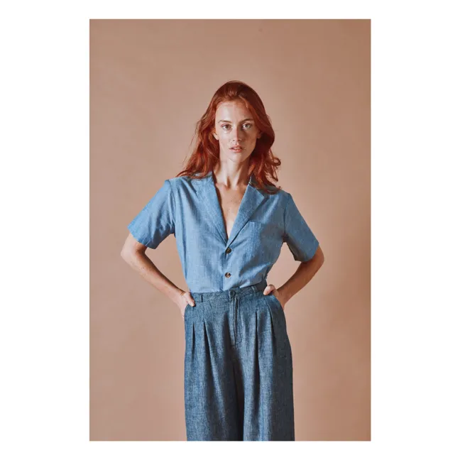 Linen and cotton pants | Navy blue