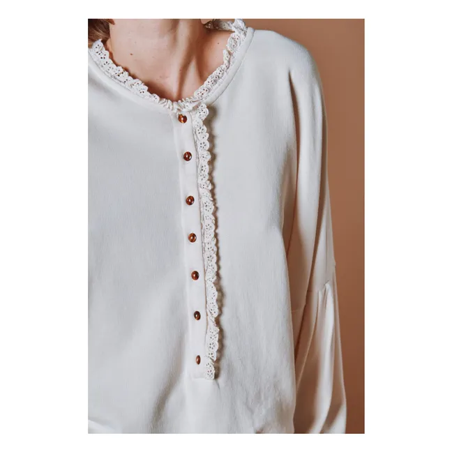 Sweat Embroidery Algodón orgánico inglés | Crema